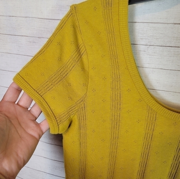 Madewell Pointelle Ribbed Tee in Golden Meadow, sz Small - Picture 7 of 11